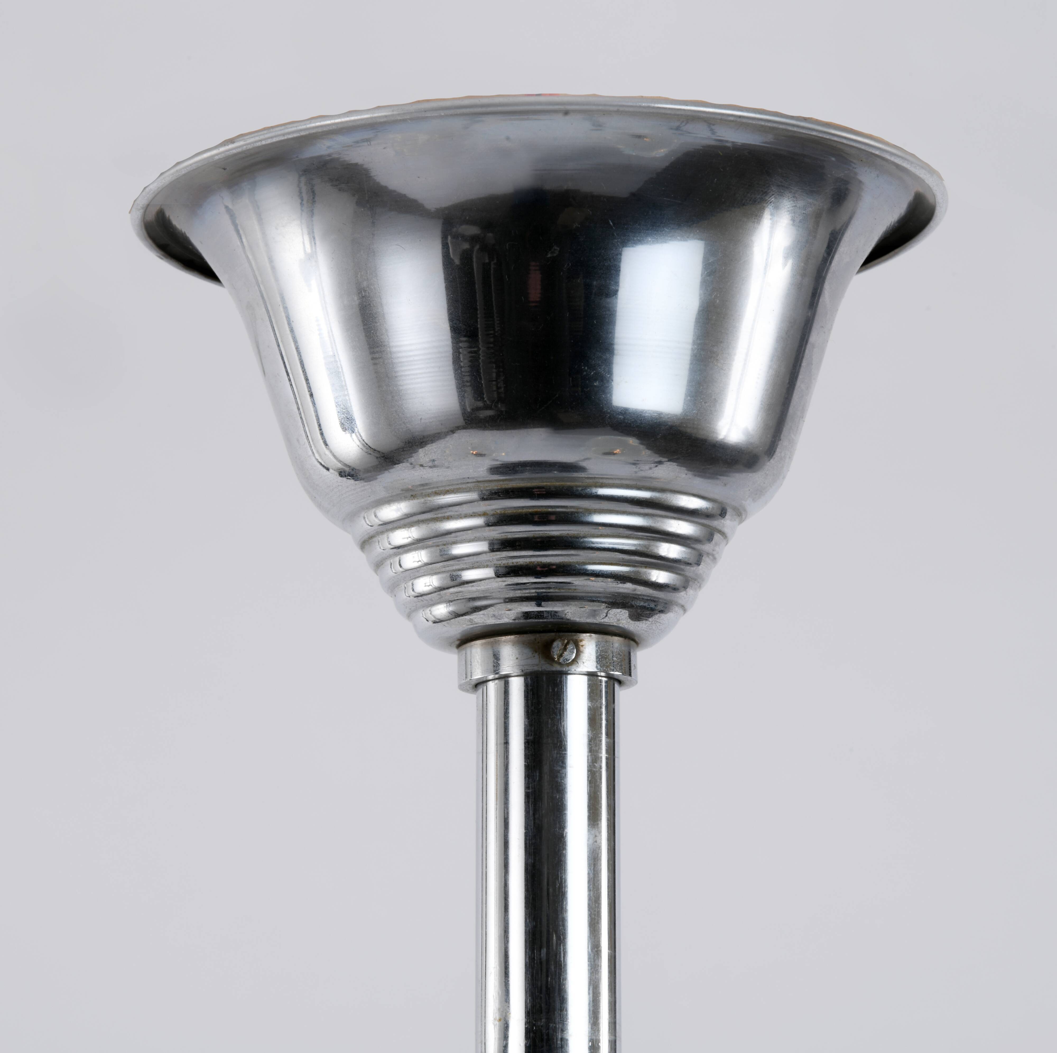 Lustre art déco en chrome et verre opalescent