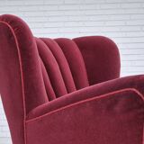 1960s, Danish armchair, original condition, cherry-red furniture velour.