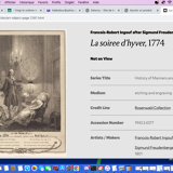 "La Soirée D'Hyver" original colour engraving of 1774