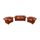 Salon canape and 2 chesterfield armchairs in vintage cognac leather from the 1970s