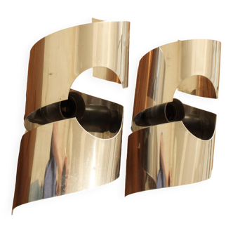 pair of chrome wall lights