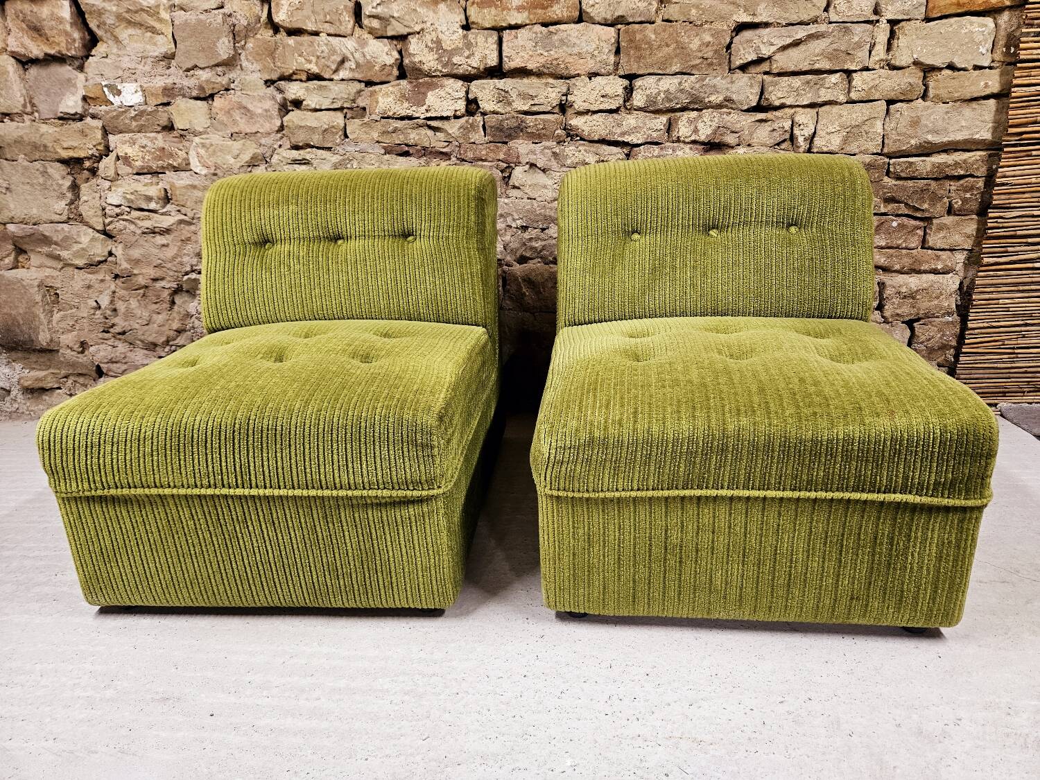 Pair of ribbed armchairs 1970