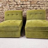 Pair of ribbed armchairs 1970