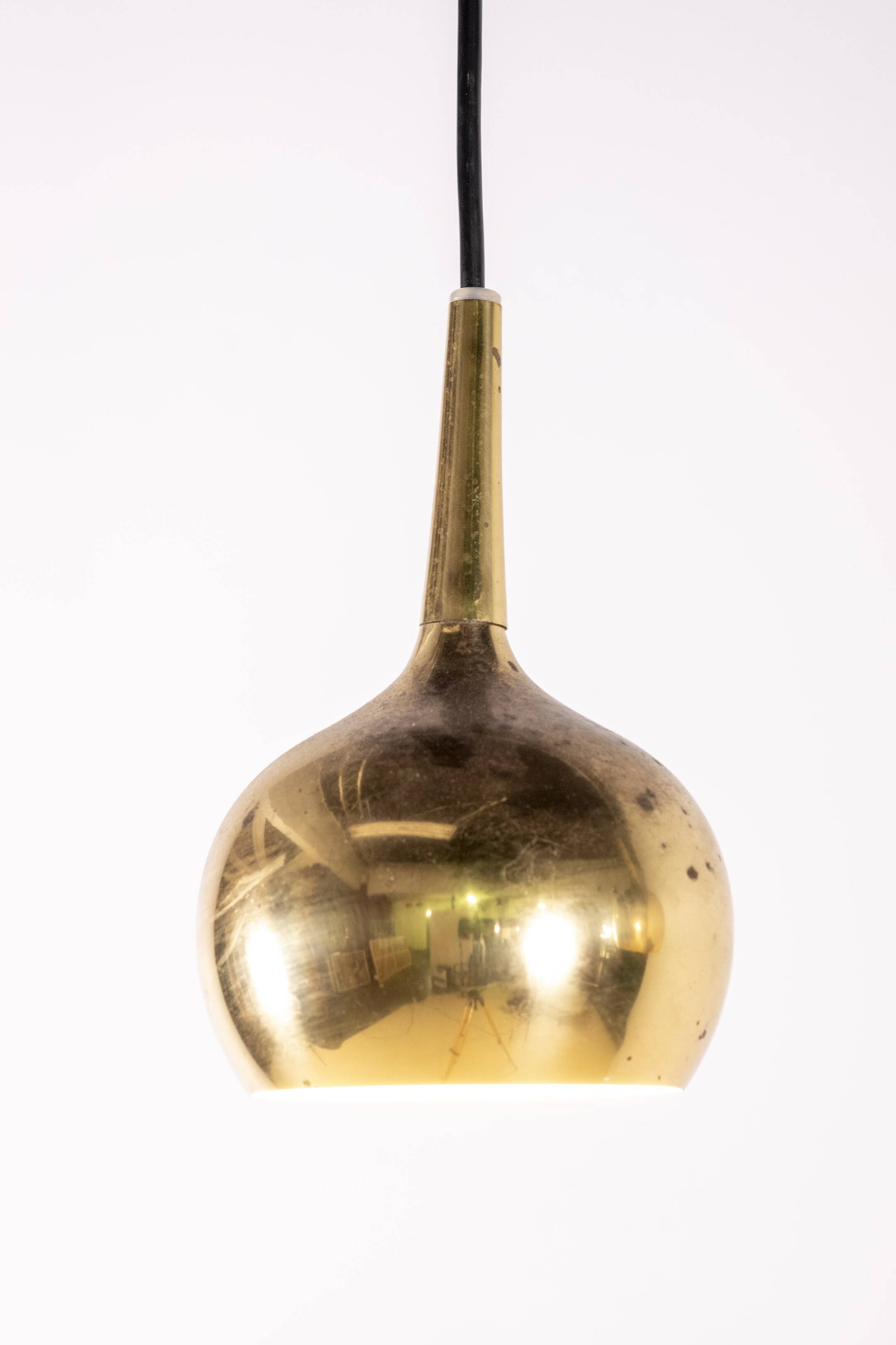2x Hans Agne Jakobsson Brass Pendant Lamp, 1960s Sweden
