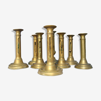 Set of 8 antique brass chandeliers