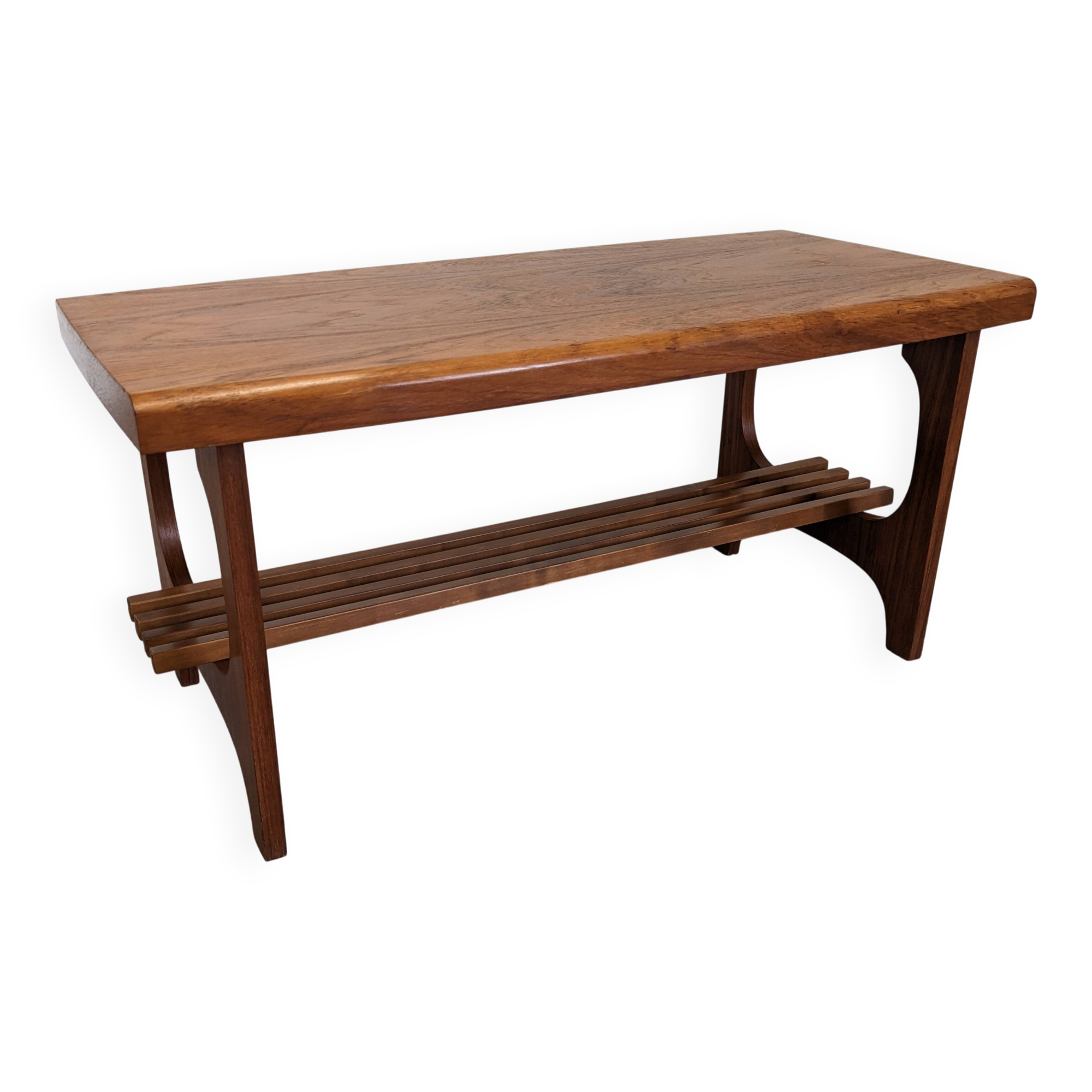 Scandinavian teak coffee table with magazine rack, Sweden circa 1970.