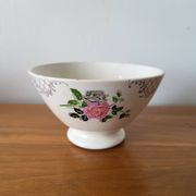 Old Faience Bowl SARREGUEMINES Rose Decoration