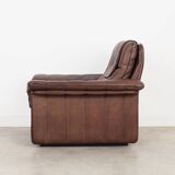 Brown leather armchair, Swiss design, 1970s, manufacture: De Sede