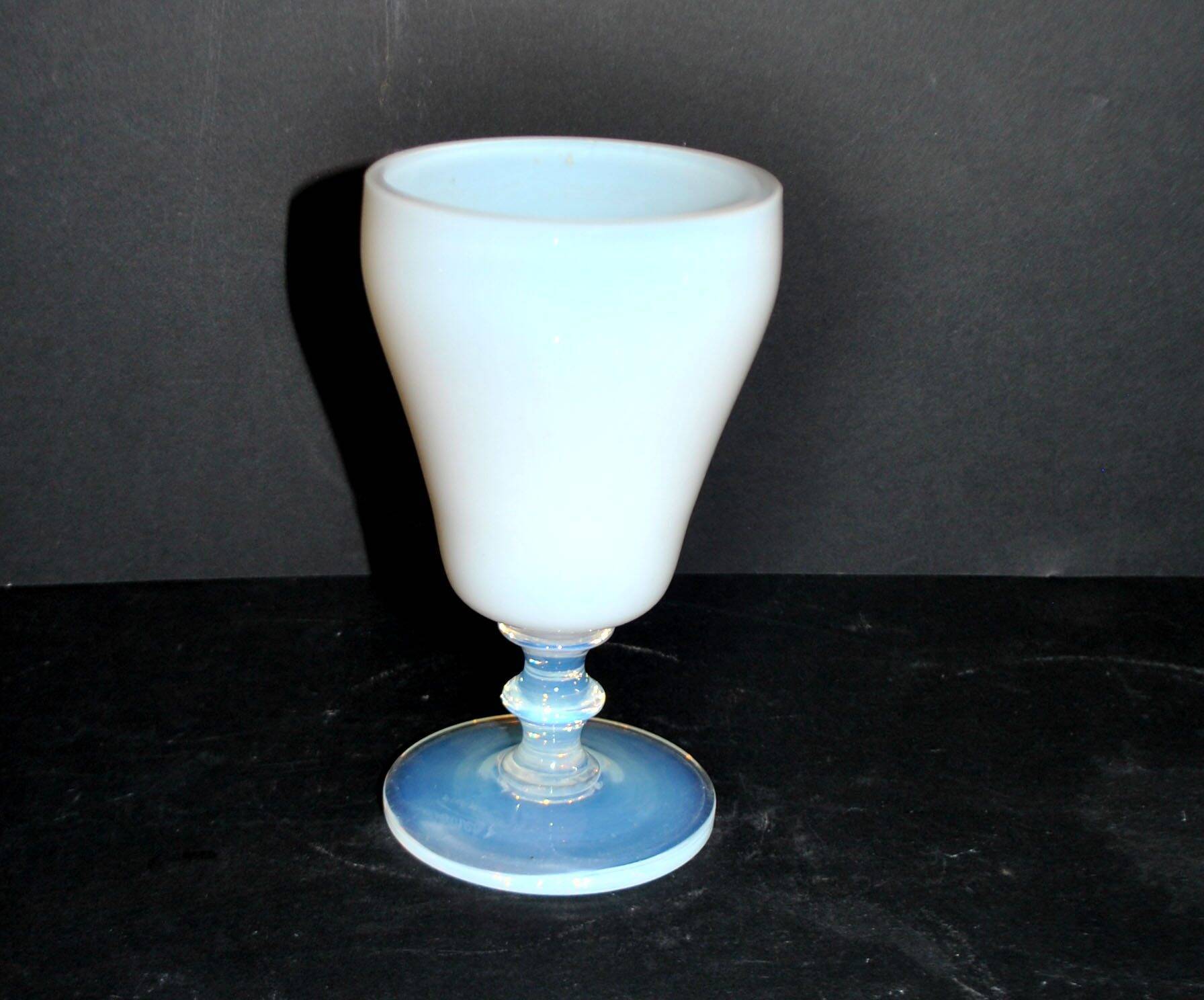 Sevres footed glass goblet chalice in white opaline signed “sèvres france”
