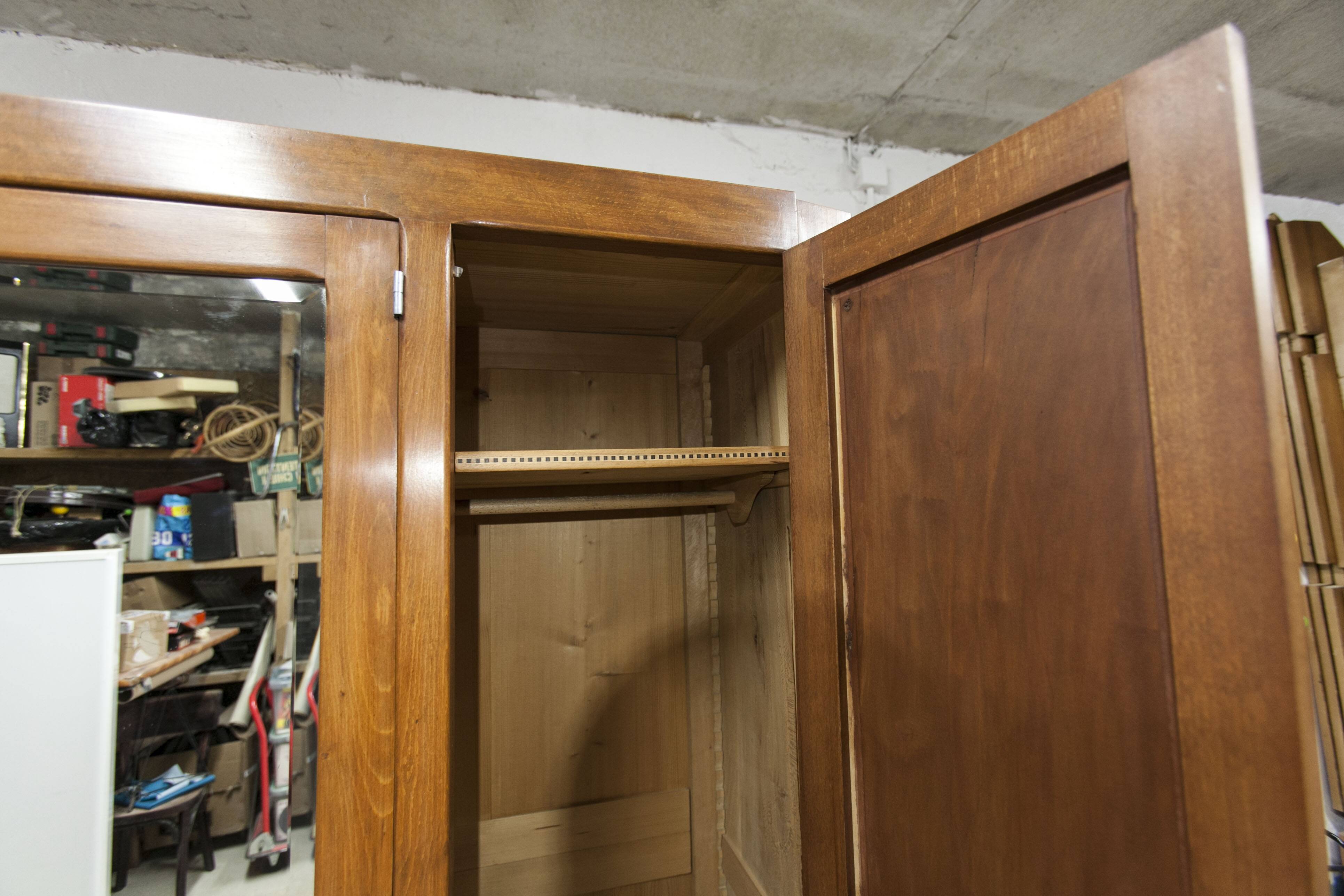 Mid-century armoire with large mirror, wardrobe and chest of drawers