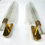 Pair of large crystal 'feather' wall lamps by André Arbus & Veronese, 1950s