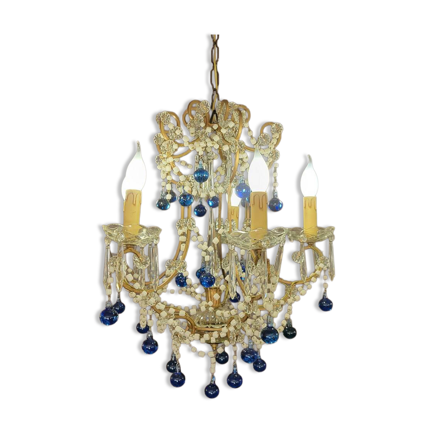 Chandelier with blue pendants