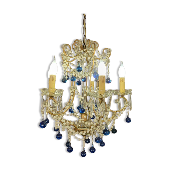 Lustre à pampilles bleues