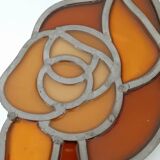 Art Deco style mirror in metal and orange resin, 1970s