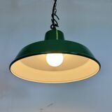 Industrial Green Enamel Factory Pendant Lamp , 1960s