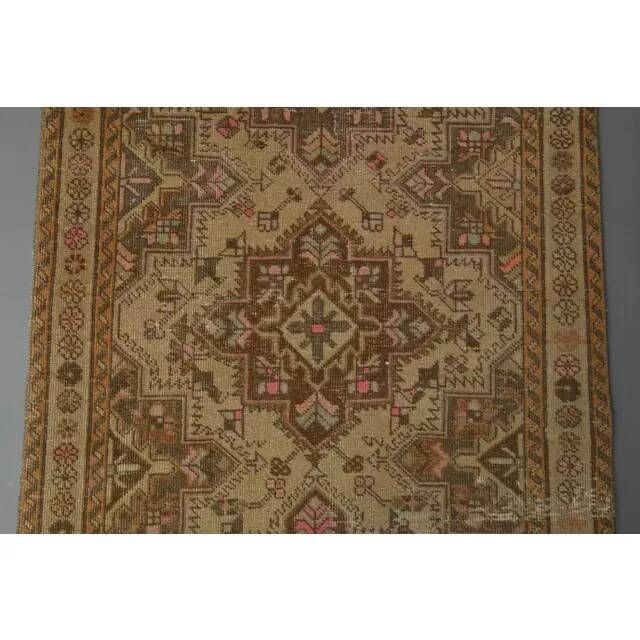 Vintage Turkish Hand-Knotted Wool Cotton Orange Runner Rug 101x380