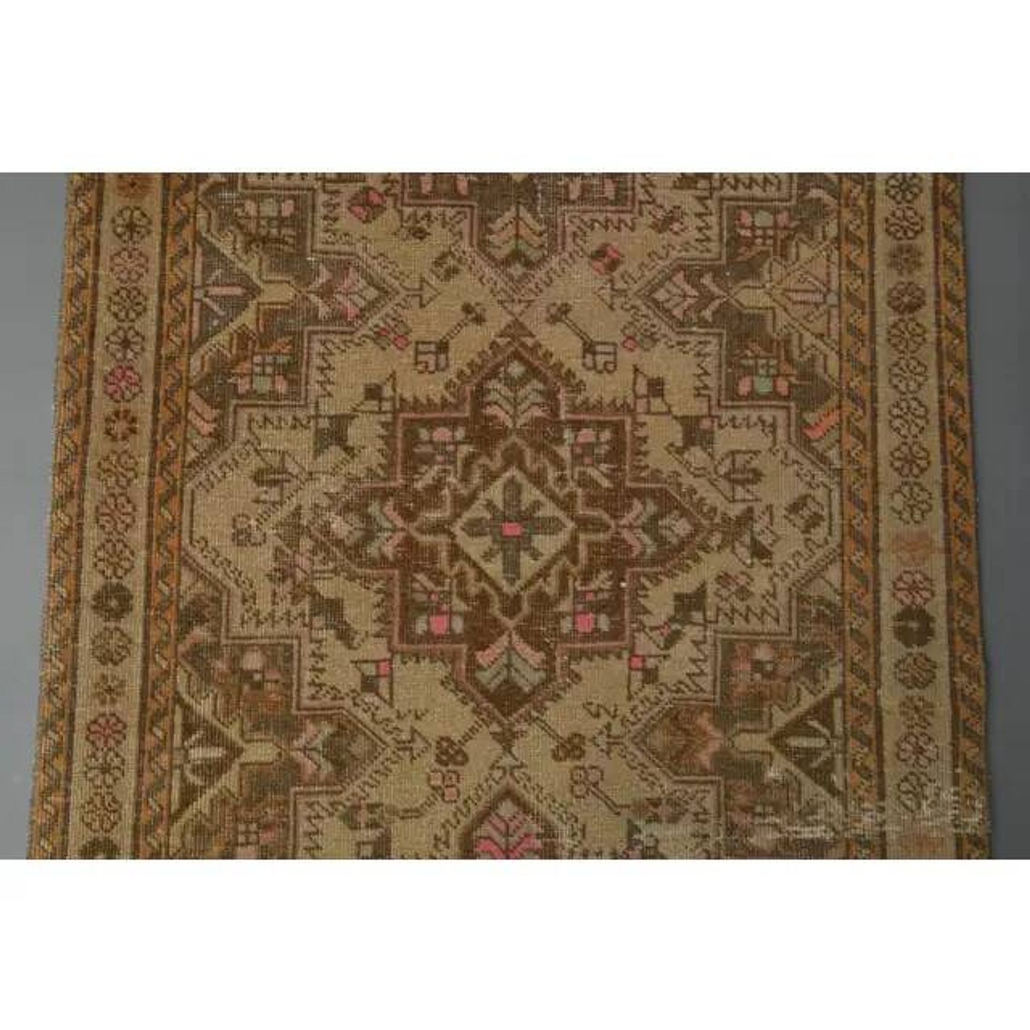 Vintage Turkish Hand-Knotted Wool Cotton Orange Runner Rug 101x380