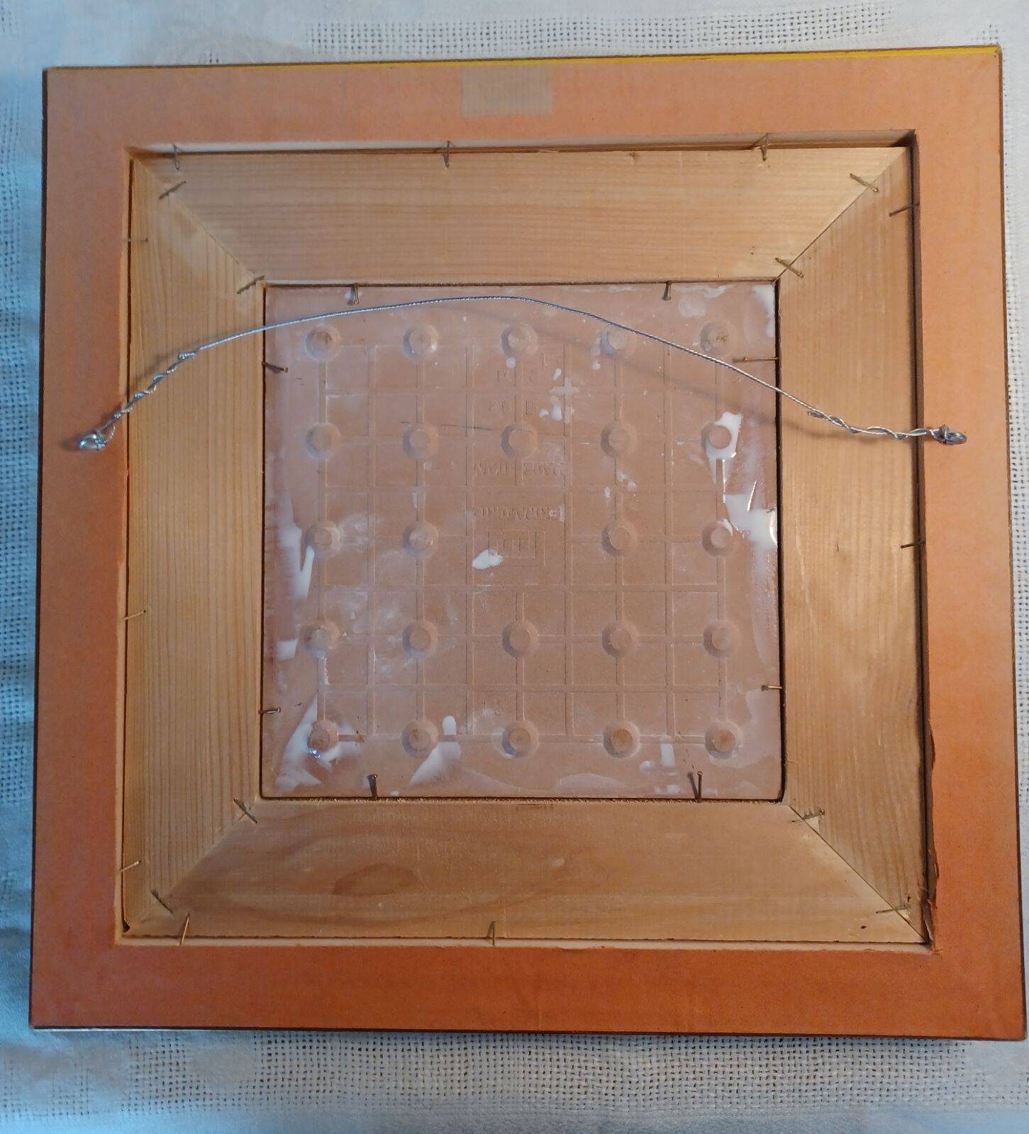 Framed and hand painted ceramic tile