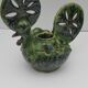 Rooster picflowers in glazed earth pottery of Annecy Saint-Jorioz 1960