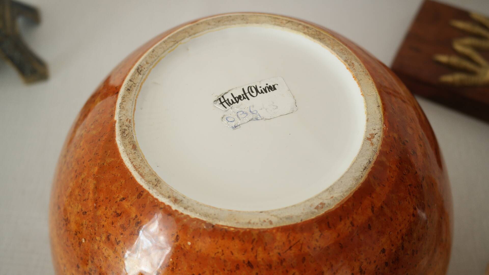 Hubert Olivier 20th century ceramic ball vase