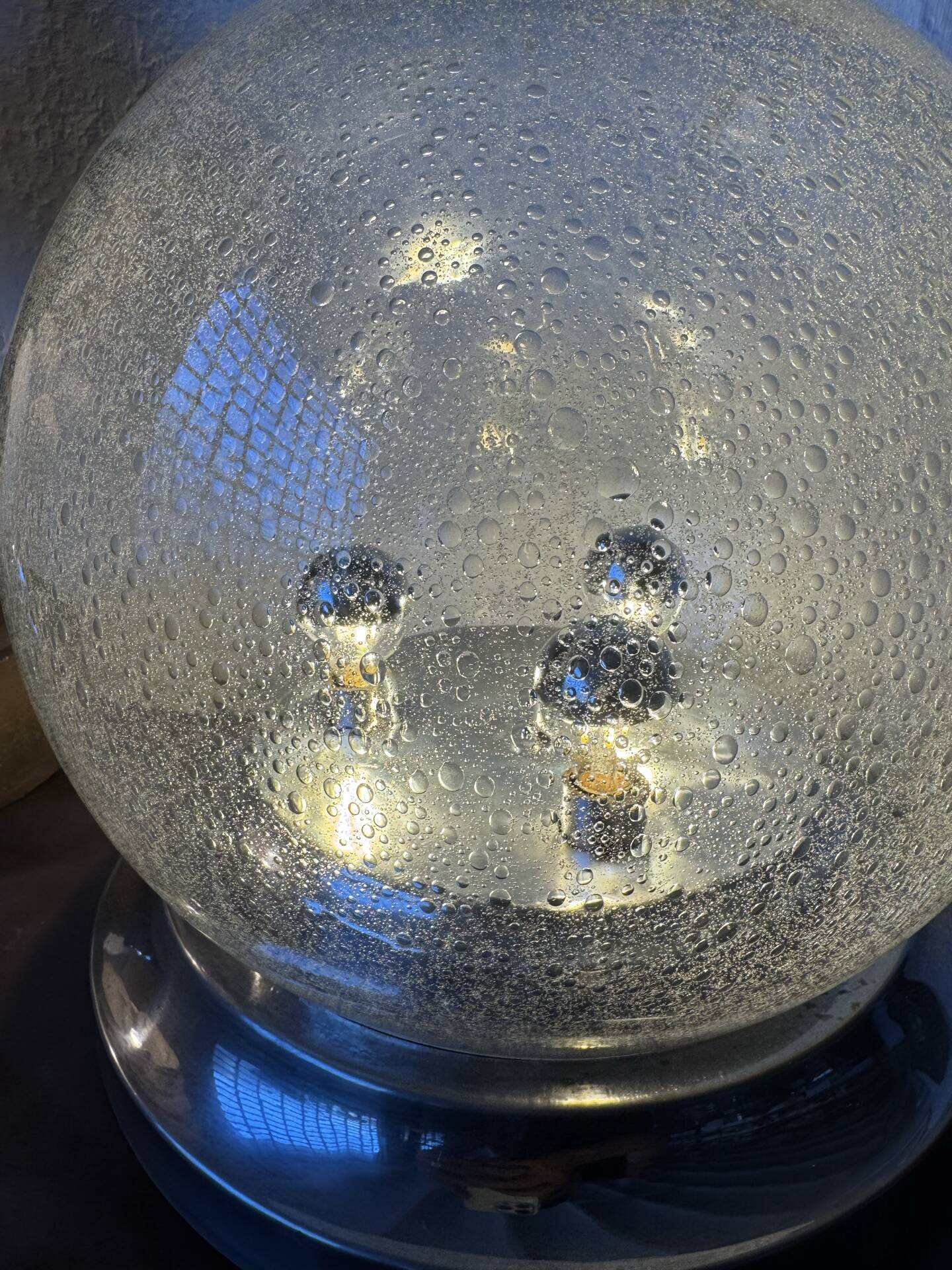 Lampe de table verre bullé Space Age années 70