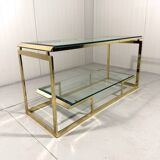 Brass & Bevelled Glass Two Tier Console Table 1970’s