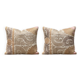 Lot de 2 housses de coussin brodées vintage 55x65 cm