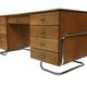 Bureau tubulaire de style Bauhaus du milieu du siècle, design des années 40 en chêne