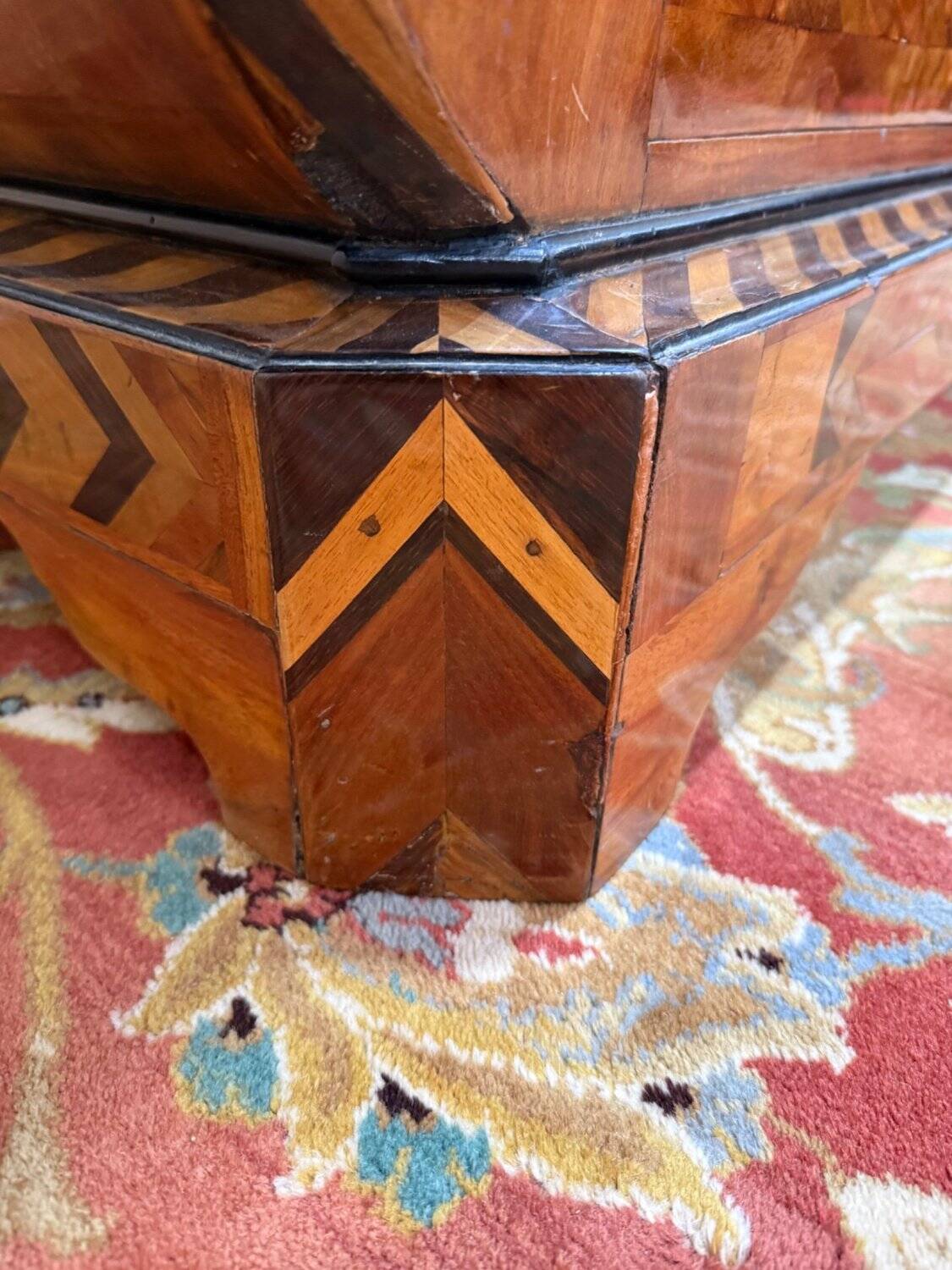 Swiss style marquetry commode – Carrara marble top