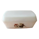 Old butter dish in Arcopal flower decoration