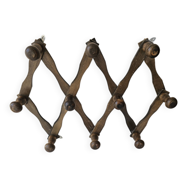 Portemanteau extensible en bois, 10 patères