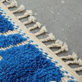 Handmade pure wool rug in blue