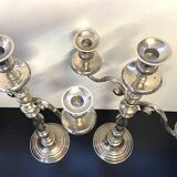 Pair of Candle Holders Candelabra Torch Holders Silver-Plated Metal Art