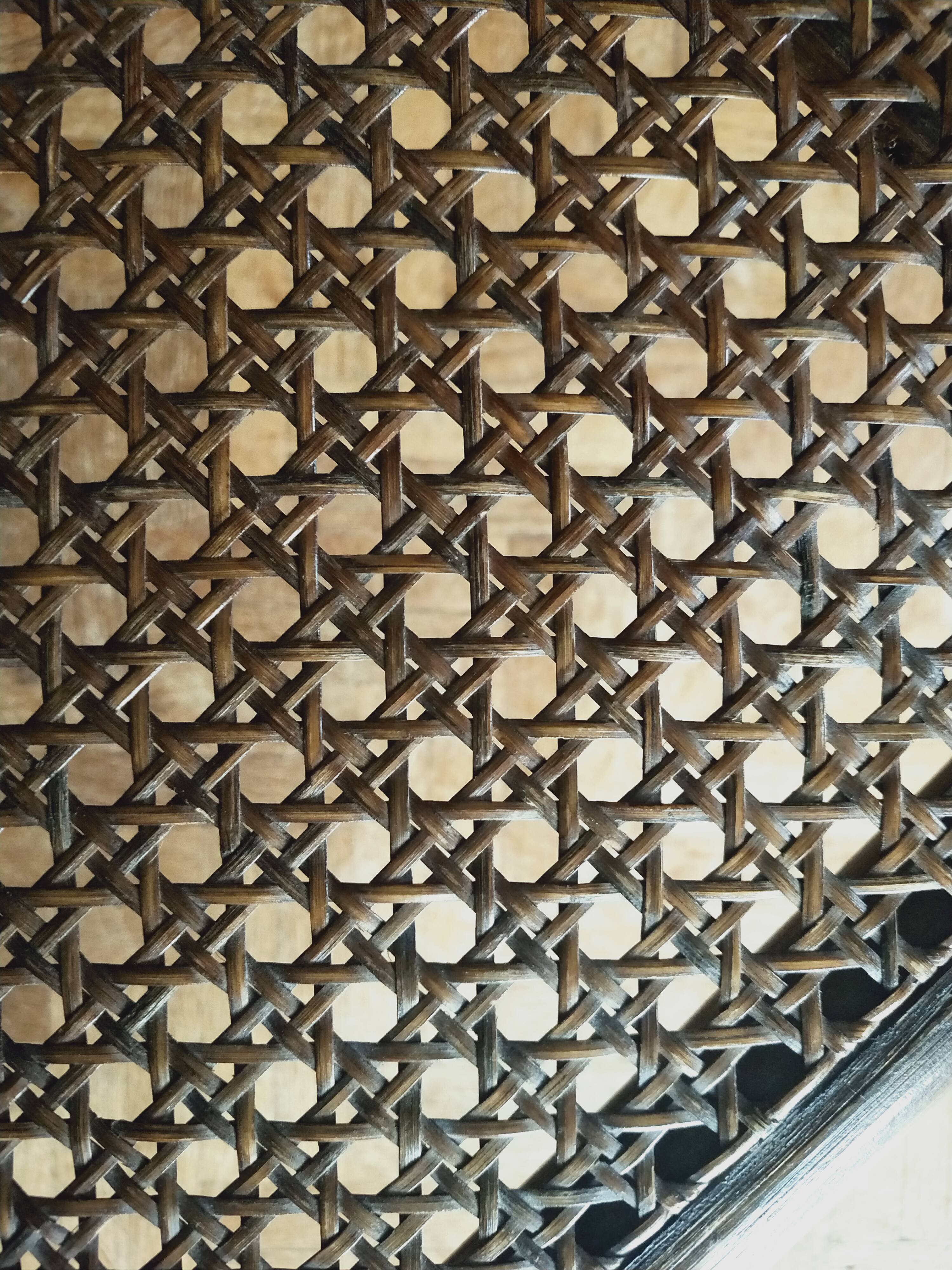 Rattan smoked glass and cannage coffee table