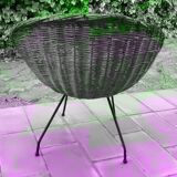 Round armchair rattan and rope Metal legs 50s/60s vintage
