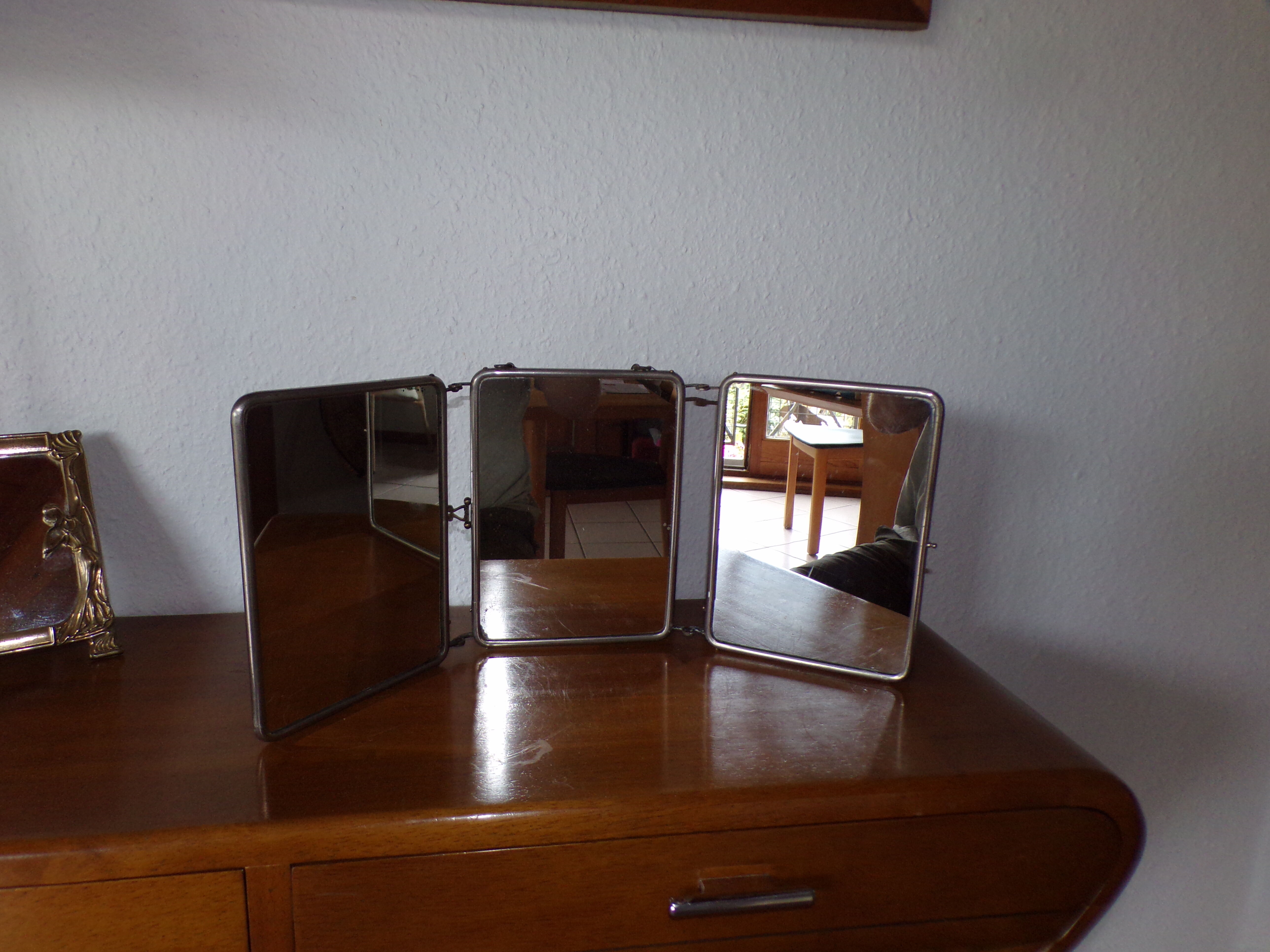 Old tryptic barber mirror