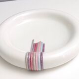 Round White Ceramic Catchall by Ambrogio Pozzi with Hand Painted Details, I