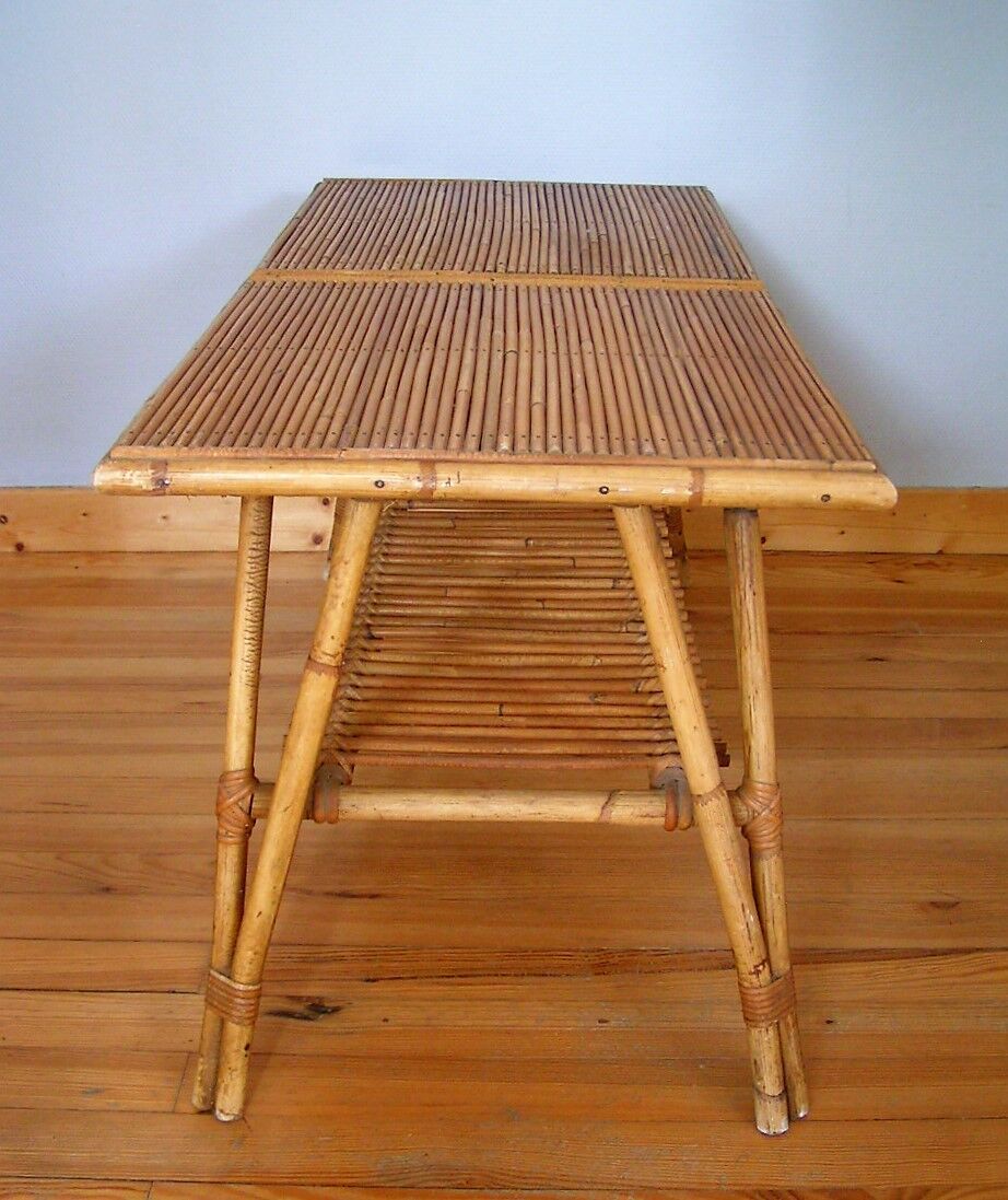 Rectangular rattan coffee table