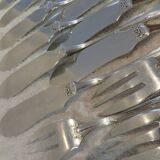 12 fish cutlery sets 24p silver plated metal goldsmith Apollo Louis XVI rushes