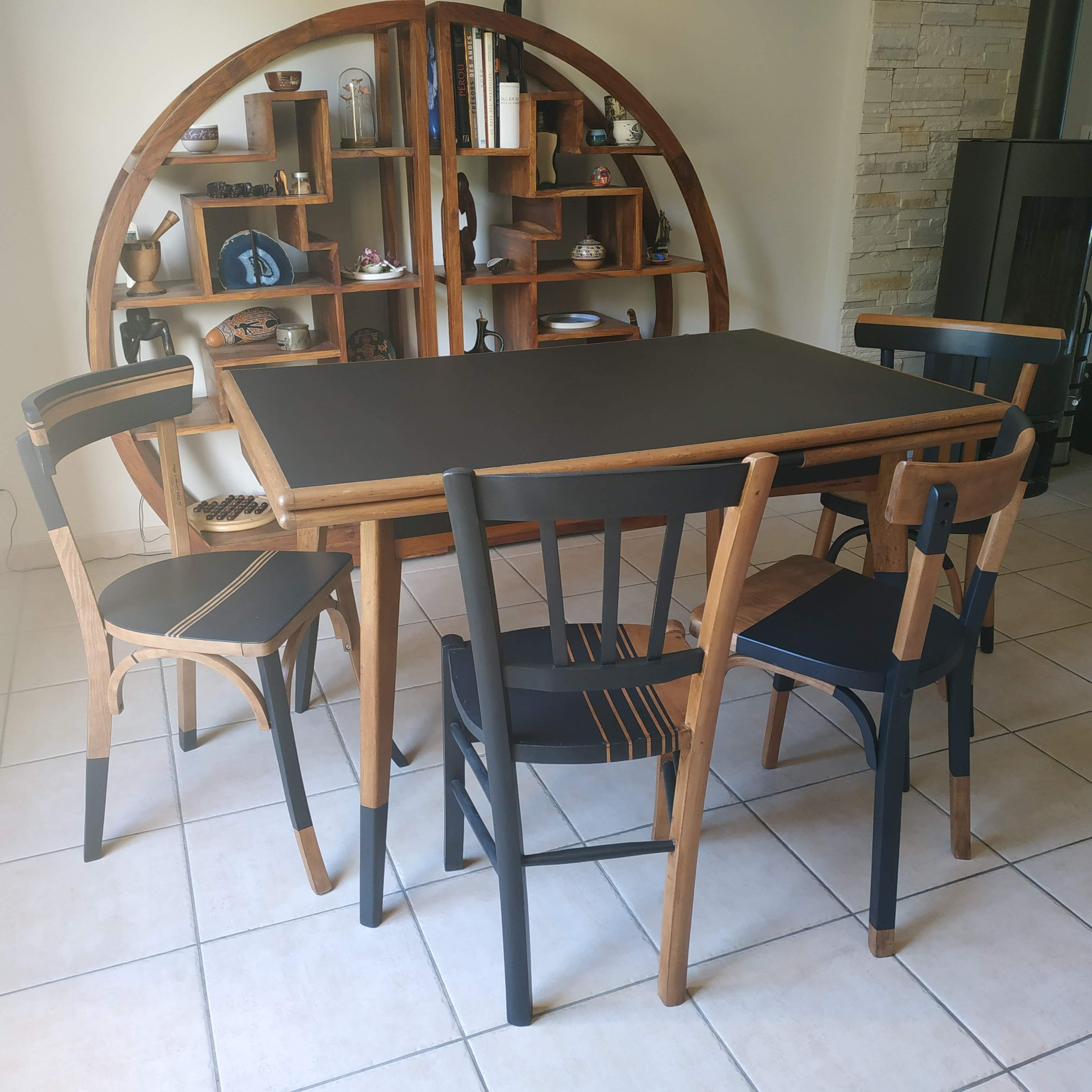 Set of 4 mismatched bistro chairs