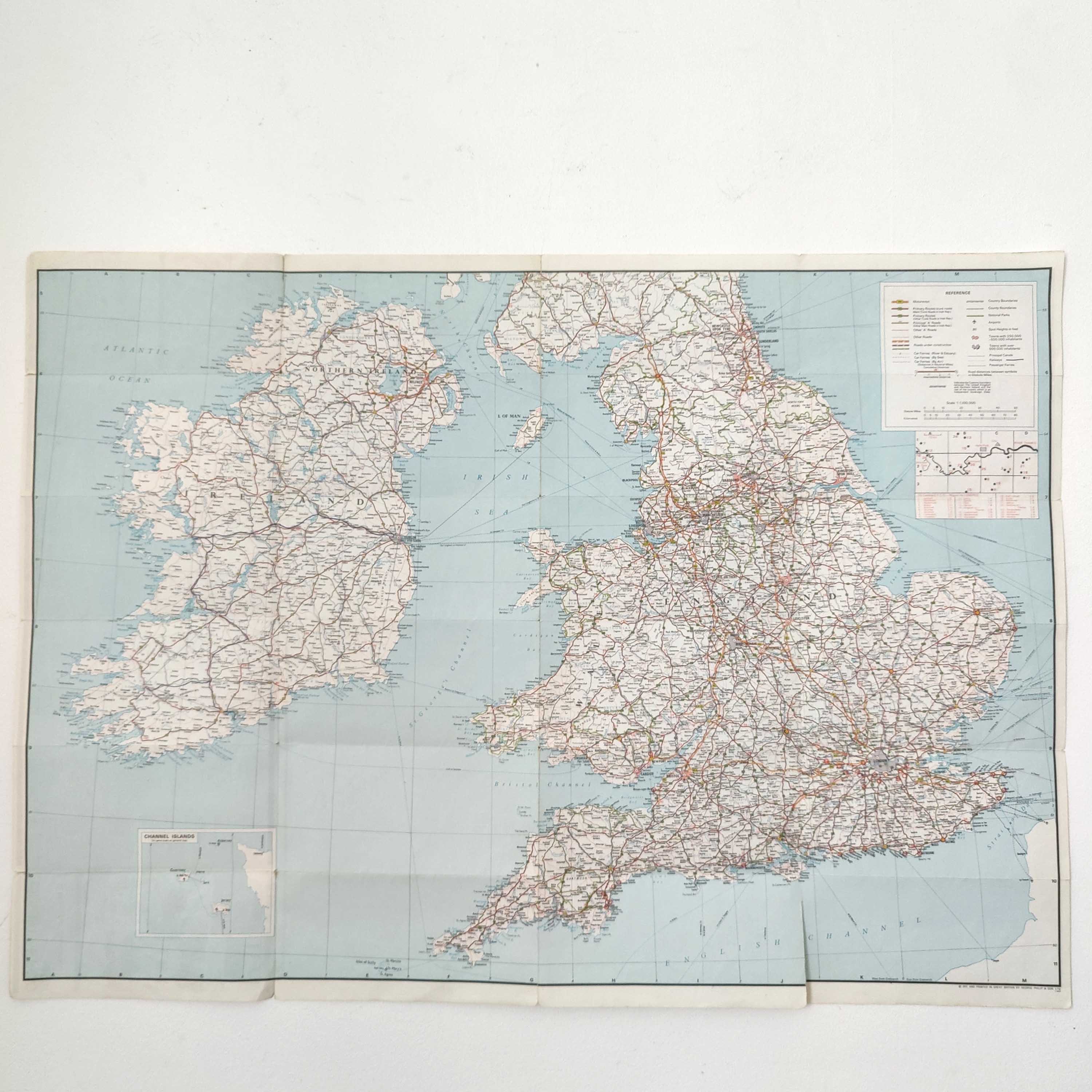 Vintage map of Great Britain 1972