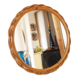Vintage rattan sun mirror