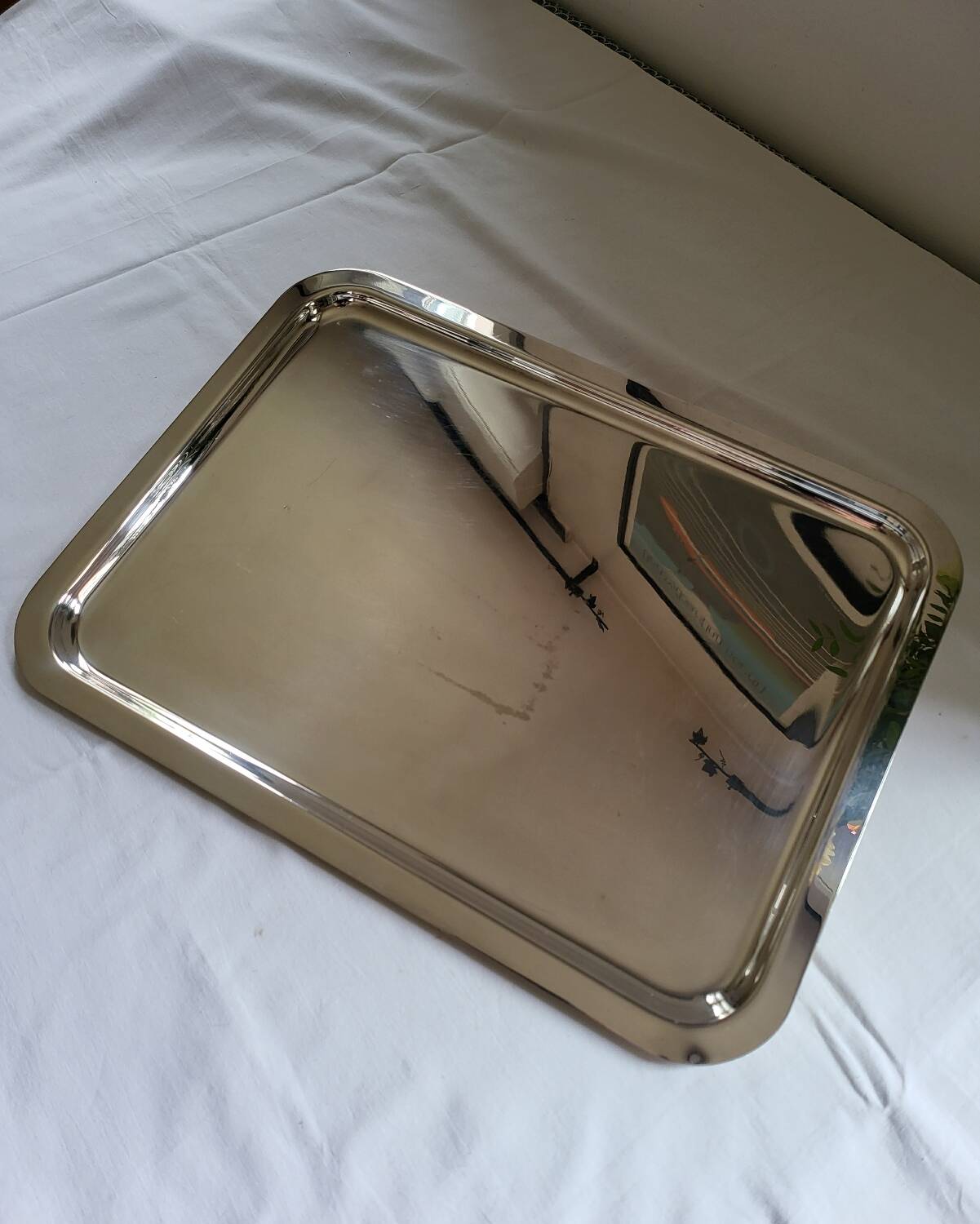 Large Silver Metal Serving Tray