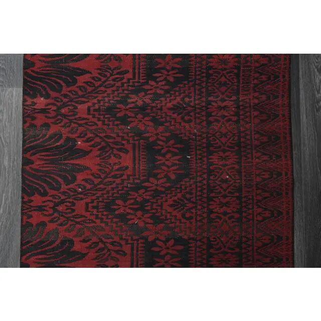 Vintage Turkish Oushak Handmade Wool Cotton Red Runner Rug 80x281