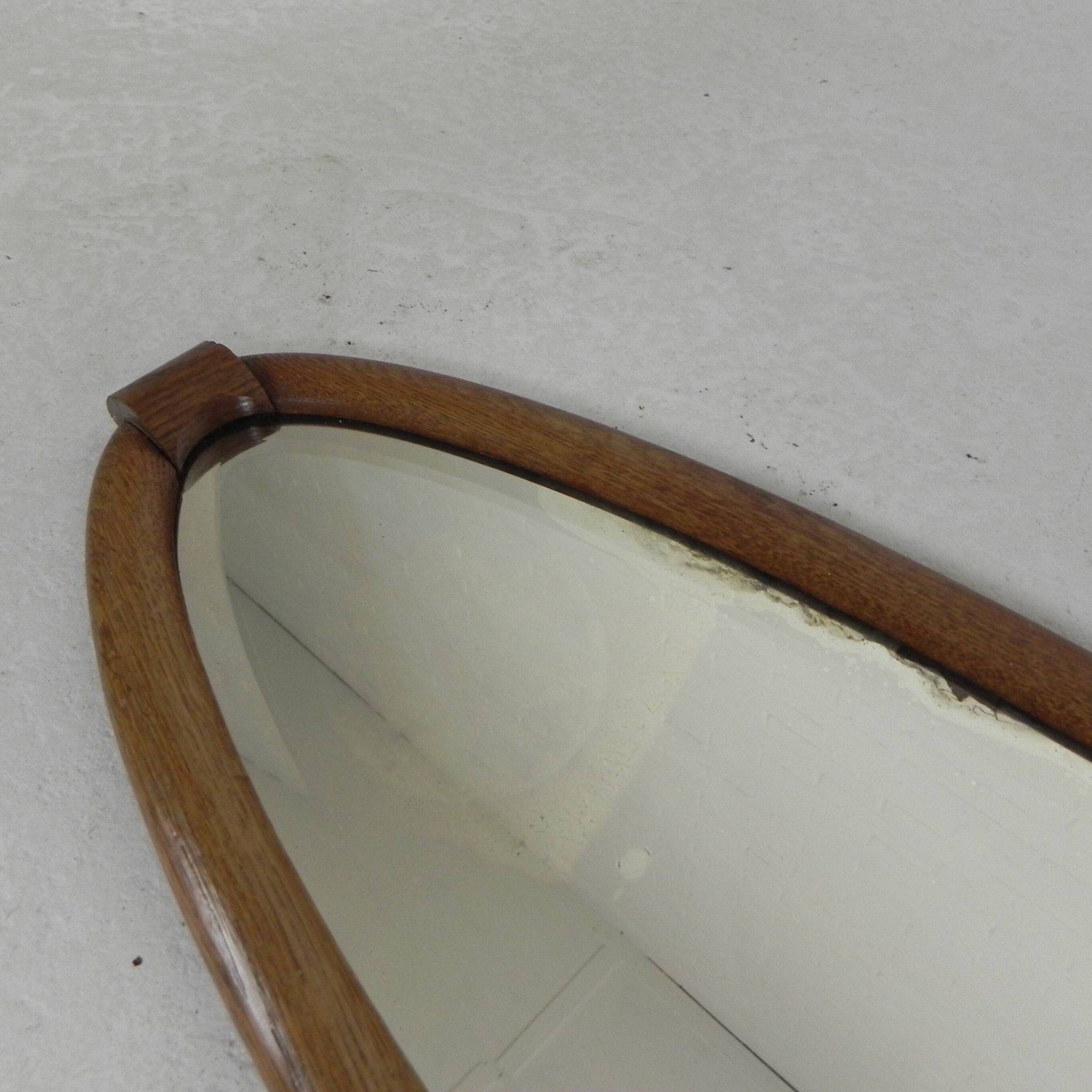 Oval gold mirror with faceted edge, 1950s