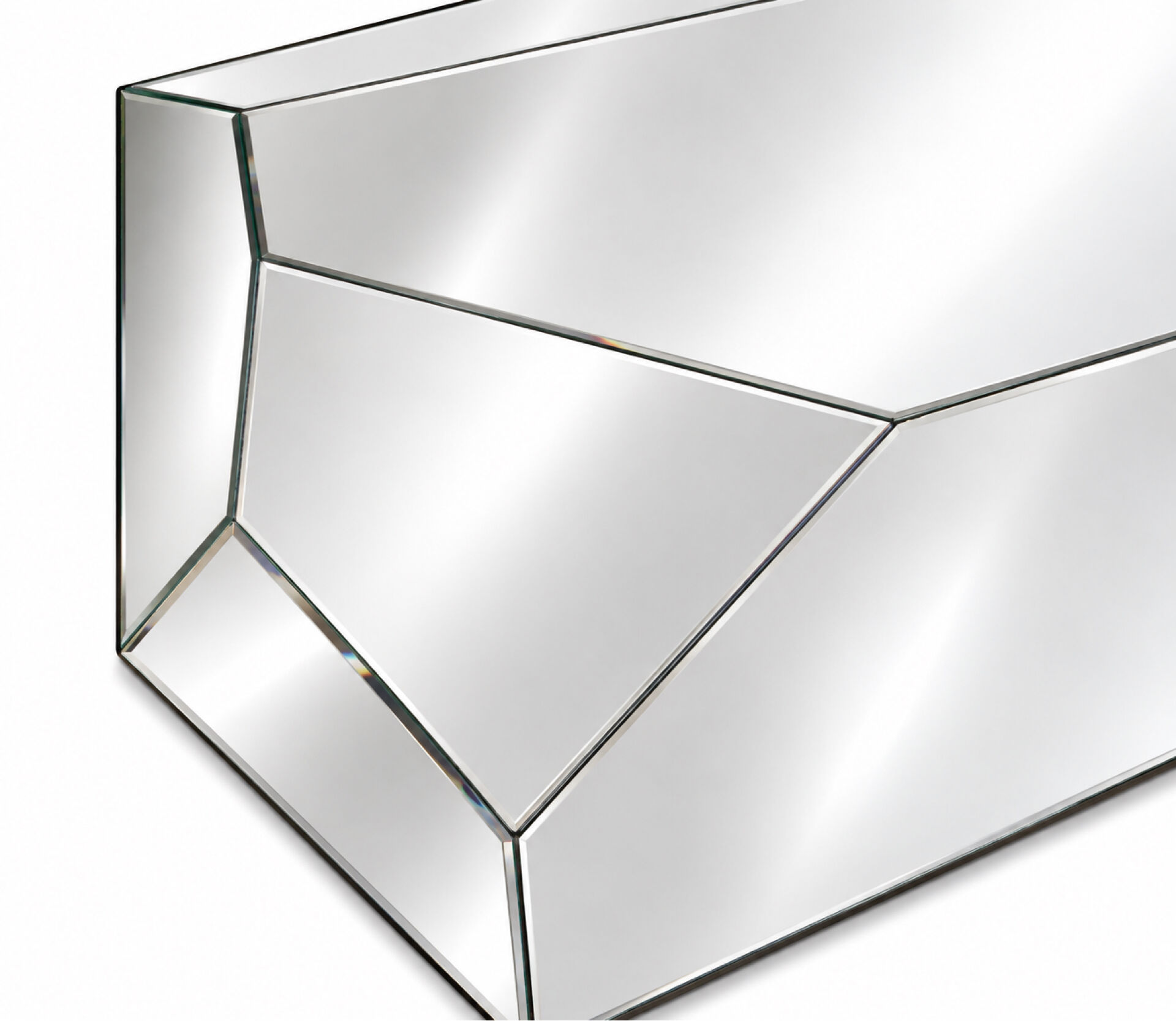 Grand miroir  mural asymétrique au design à multiple facettes Italien