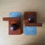 Pair (2) Wooden Bookends - Amsterdam School - 1920s, the Netherlands