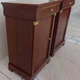 2 bedside tables in solid cherry wood, one drawer, one door with knob