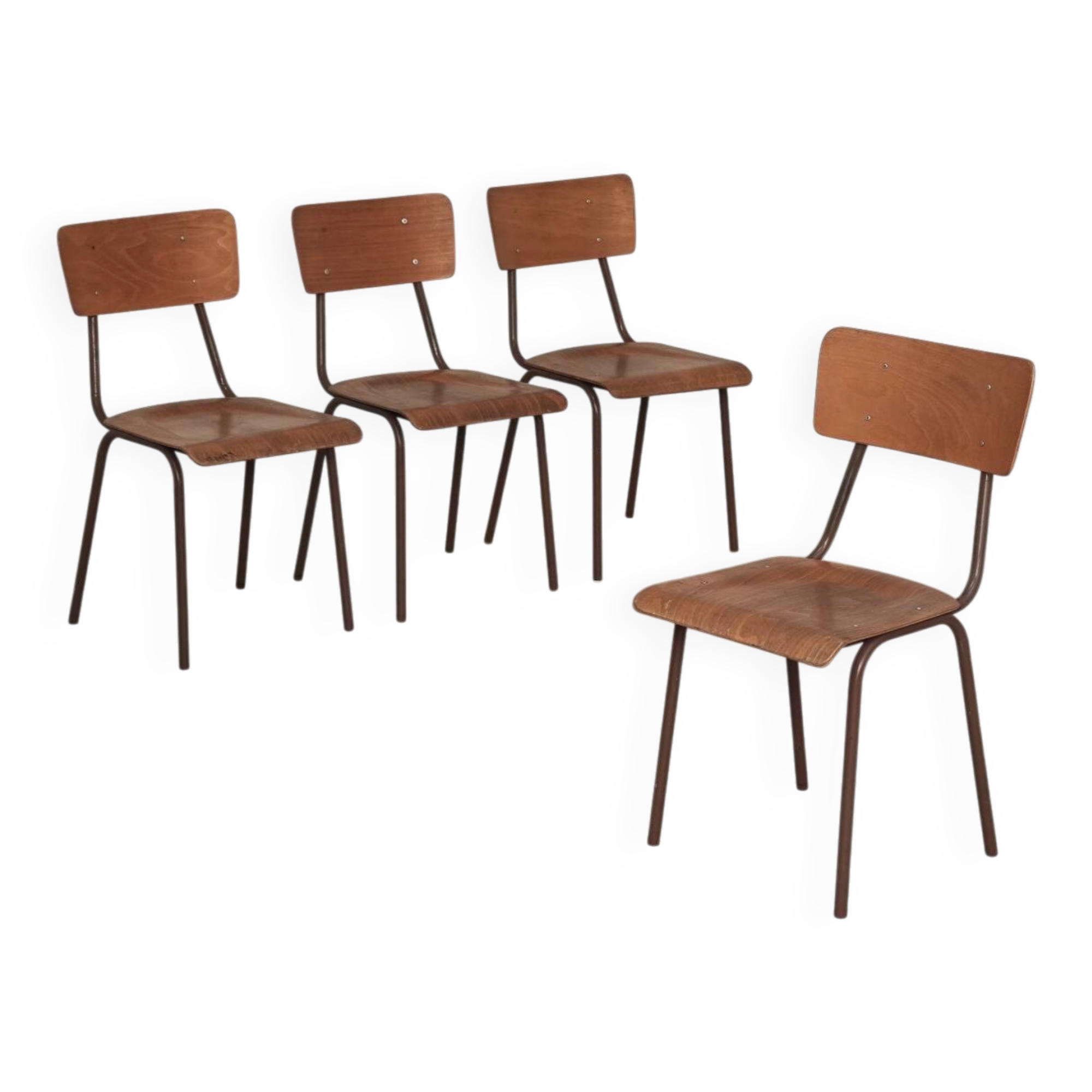 Lot de 4 chaises d'école tchèque style Mullca