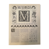 Lithographie gravure alphabet lettre M de 1897